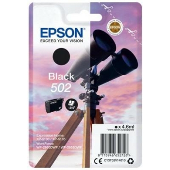 Tusz Epson 502 BK [C13T02V14010] czarny, oryginalny | 4.6ml